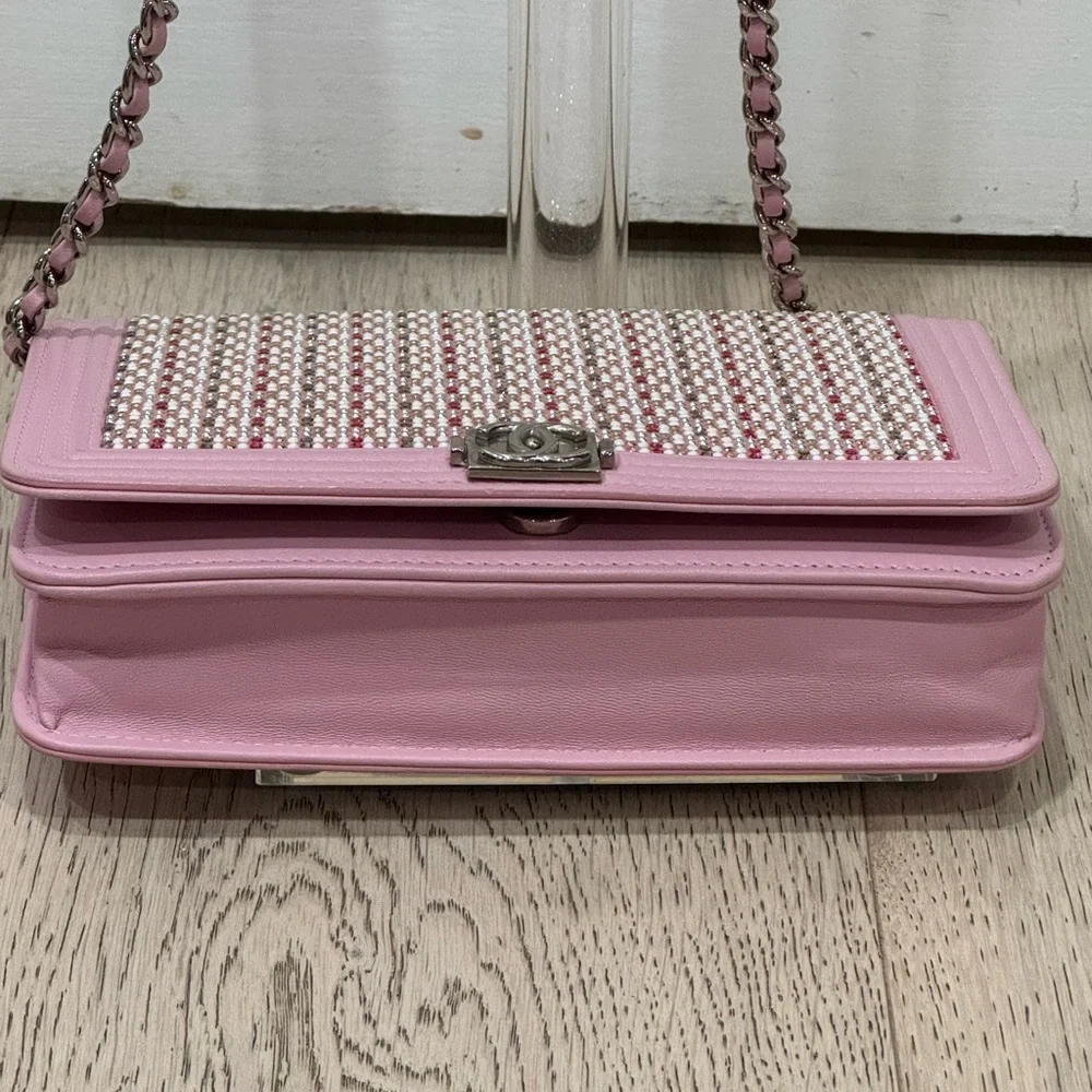 CHANEL Pink Crystal Boy WOC Lambskin Leather CC Crossbody Bag A80287 EUC COA LTD - Picture 11 of 16